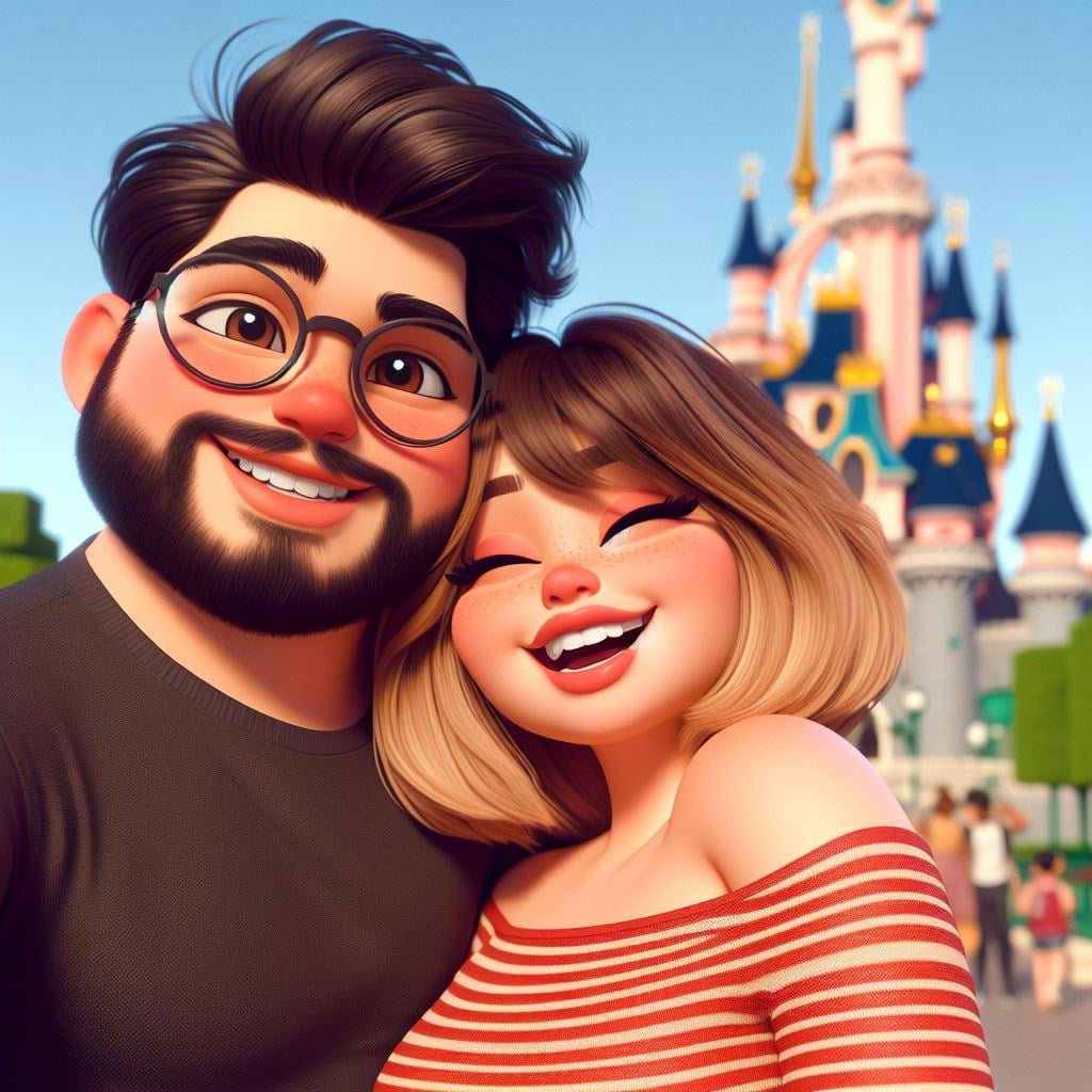 Pair enjoying Disneyland Paris