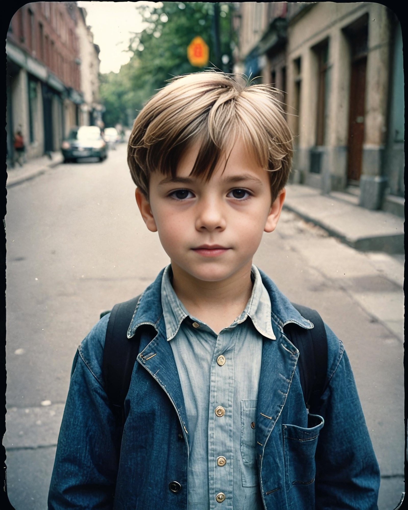 Lonely boy on empty street.